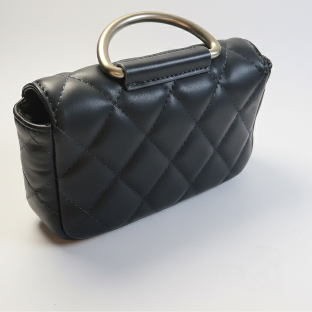 French Connection Elegant Dark Green Quilted Handbag - Picture 5 of 5